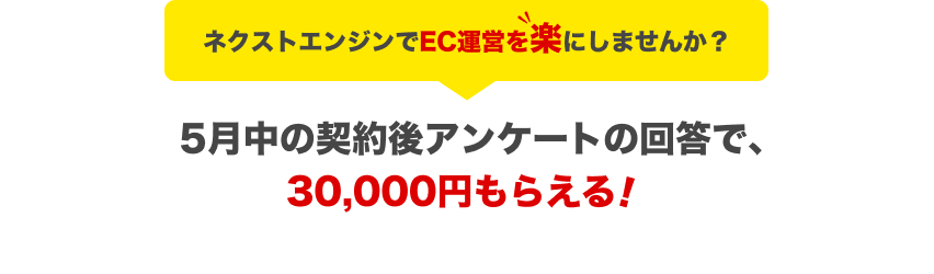 5月中の契約後アンケートの回答で、30,000円もらえる
