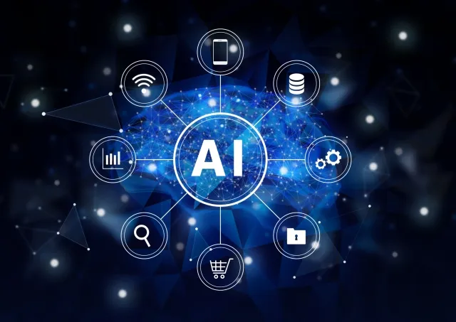 EC運営におけるAI活用とデータ連携をイメージしたビジュアル