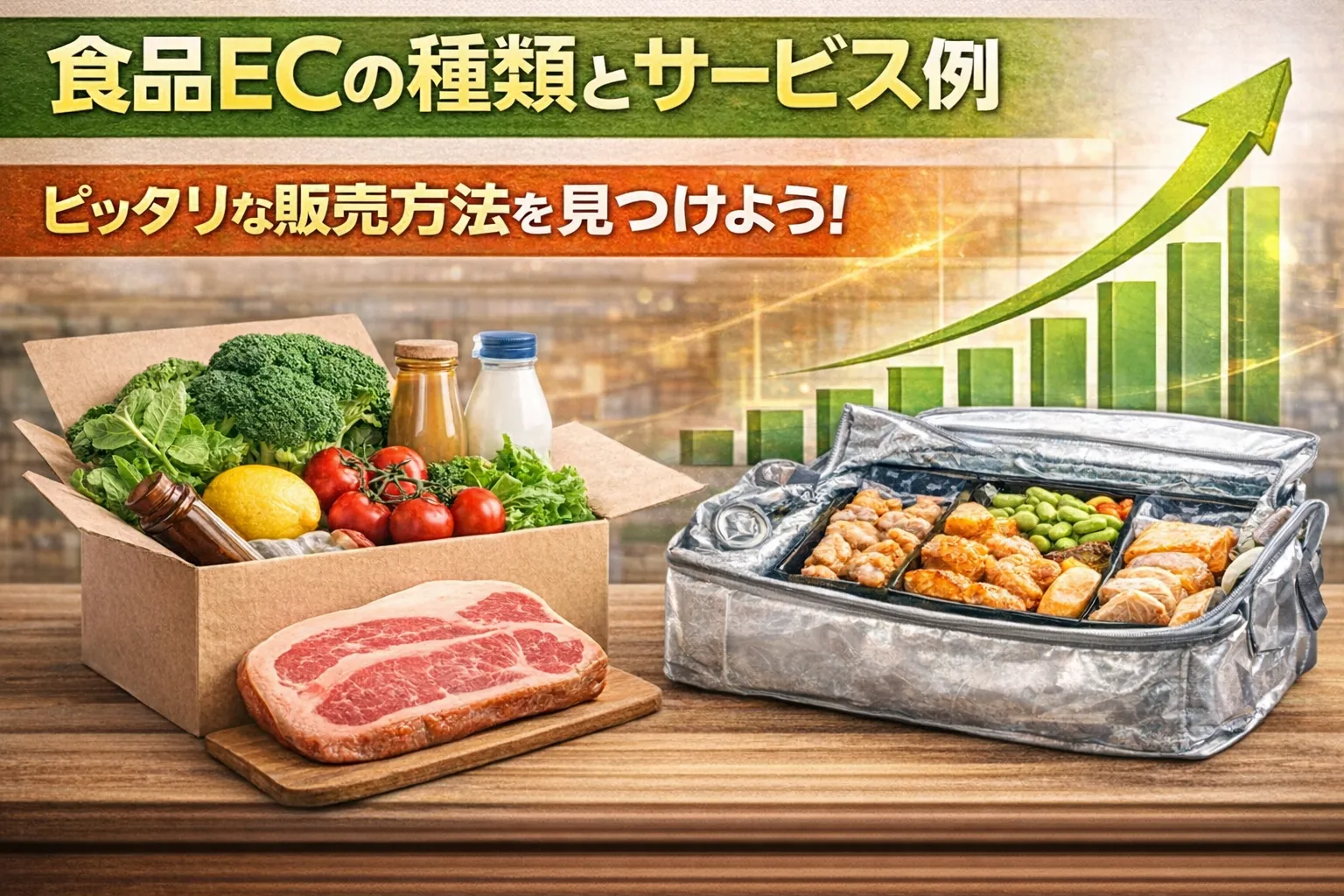 一般的なEC・ネットスーパー・サブスクなど食品ECの種類とサービス例