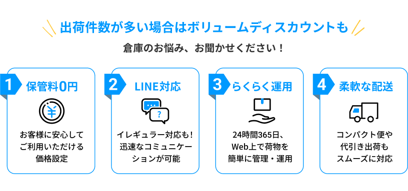 出荷件数が多い場合はボリュームディスカウントも